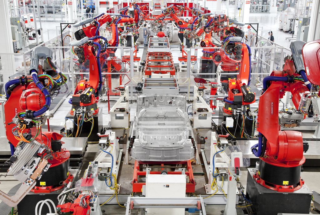 Robots assembling cars